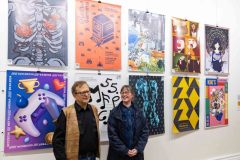 11.03.2026 Szczecin. Dom Kultury 13 Muz. Galeria Foyer - Plakaty plus animacje / offline plus online - wystawa zbiorowa studentów i absolwentów Akademii Sztuki w Szczecinie. Fot. Robert Stachnik.